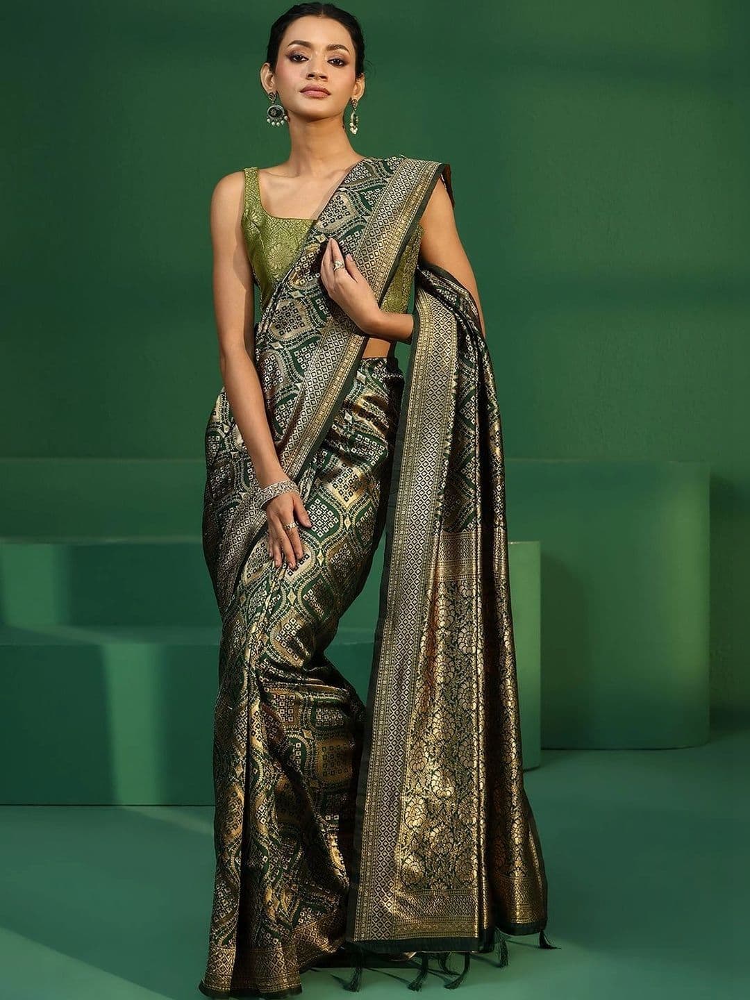 Libas Woven Design Zari Brocade Saree - view 1