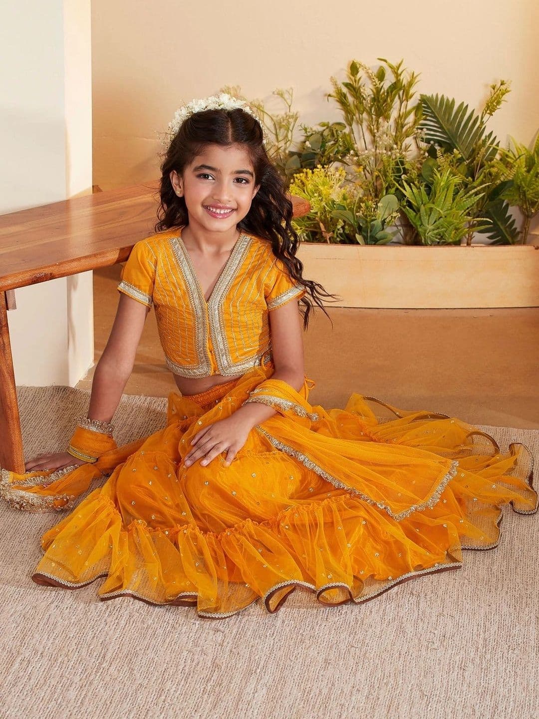 Biba Girls Embellished Sequinned Ready to Wear Lehenga & Blouse With Dupatta thumbnail 6