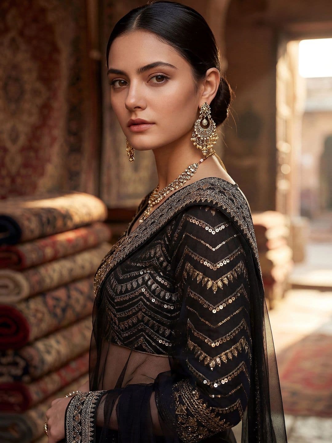 Sangria Embellished Embroidered Net Designer Saree - view 1