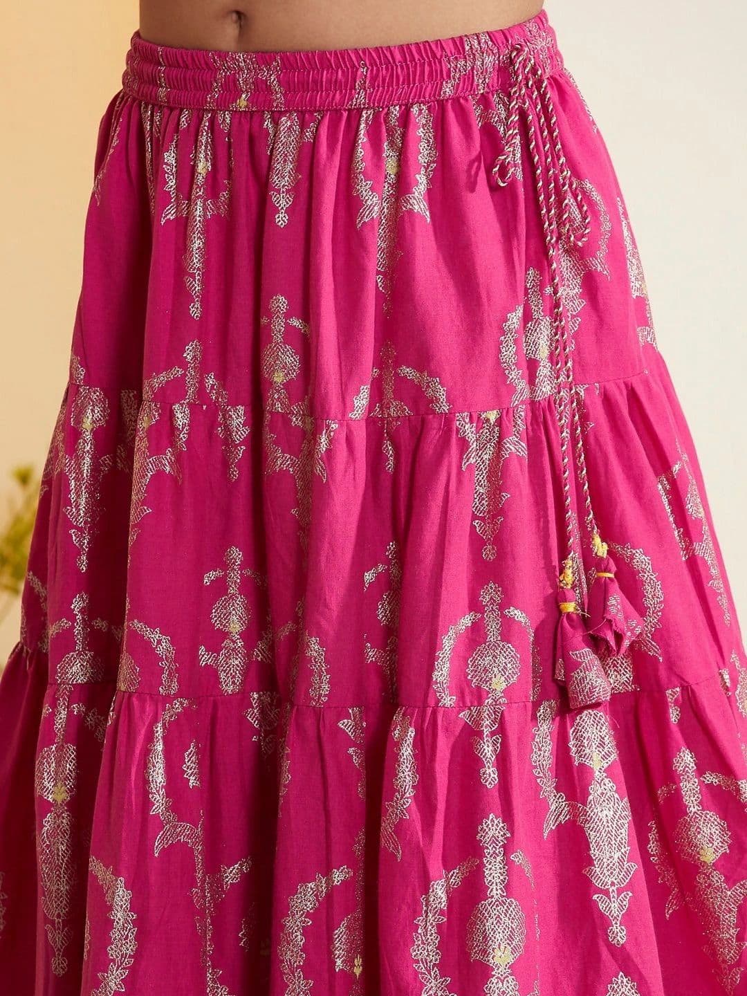 Biba Girls Printed Foil Print Ready to Wear Lehenga & Blouse With Dupatta thumbnail 3