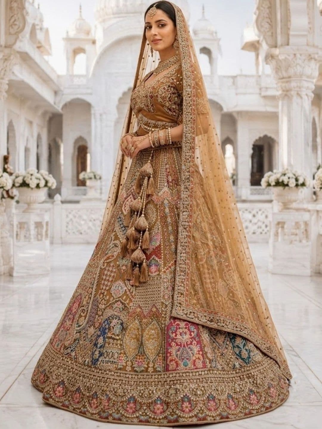 JIYANA WOMENS CHOICE Embroidered Semi-Stitched Lehenga & Unstitched Blouse With Dupatta thumbnail 5