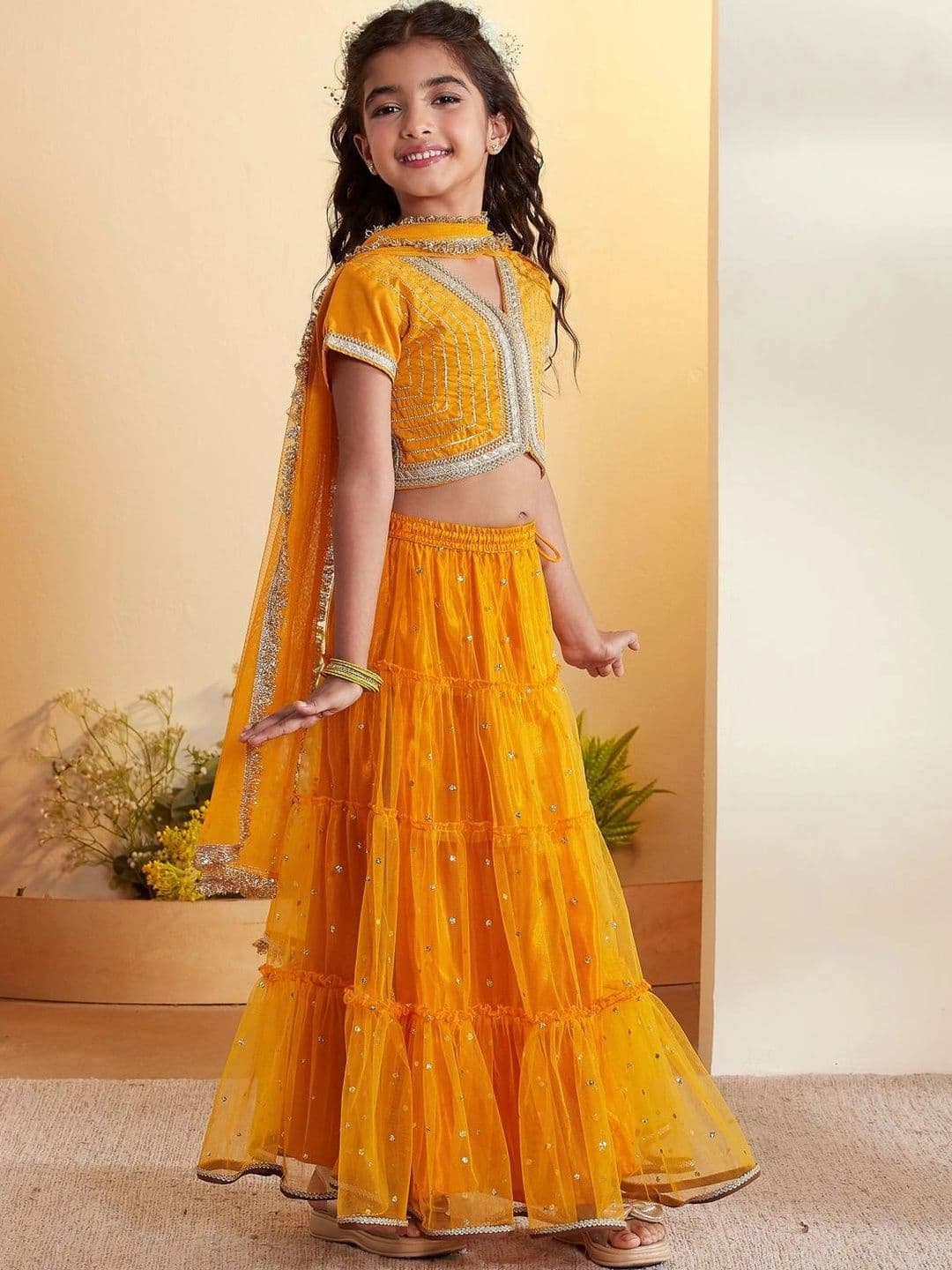 Biba Girls Embellished Sequinned Ready to Wear Lehenga & Blouse With Dupatta thumbnail 2