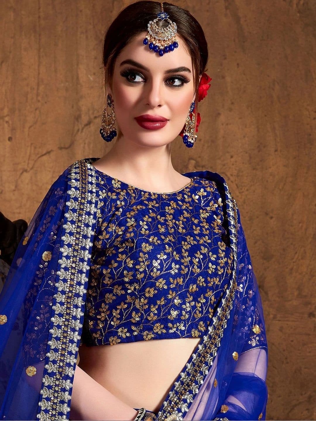 Zeel Clothing Embellished Sequinned Semi-Stitched Lehenga & Unstitched Blouse With Dupatta thumbnail 5