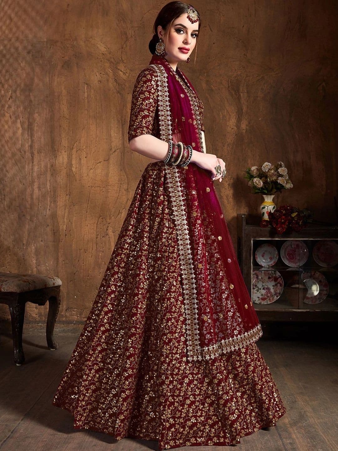 Zeel Clothing Embellished Sequinned Semi-Stitched Lehenga & Unstitched Blouse With Dupatta - view 1