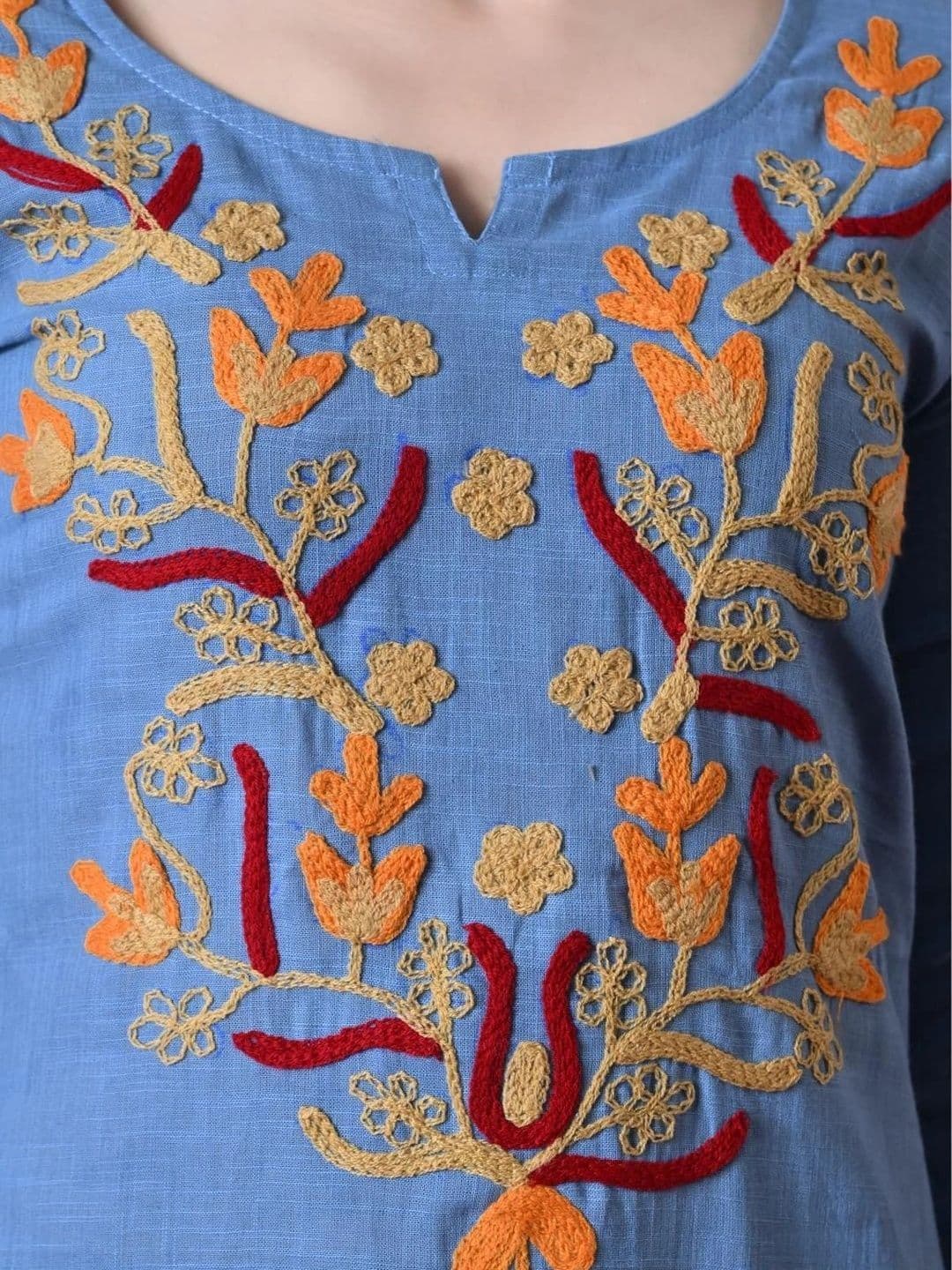 Anouk Women Ethnic Motifs Embroidered Regular Thread Work Pure Cotton Kurta with Palazzos thumbnail 2