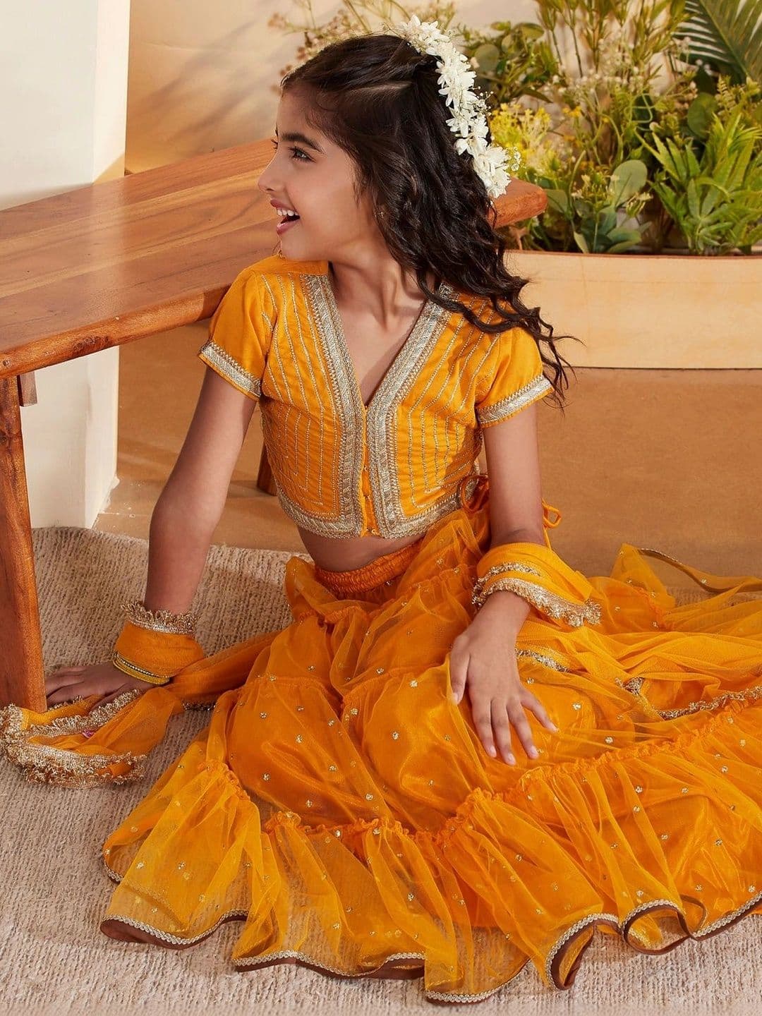Biba Girls Embellished Sequinned Ready to Wear Lehenga & Blouse With Dupatta thumbnail 7