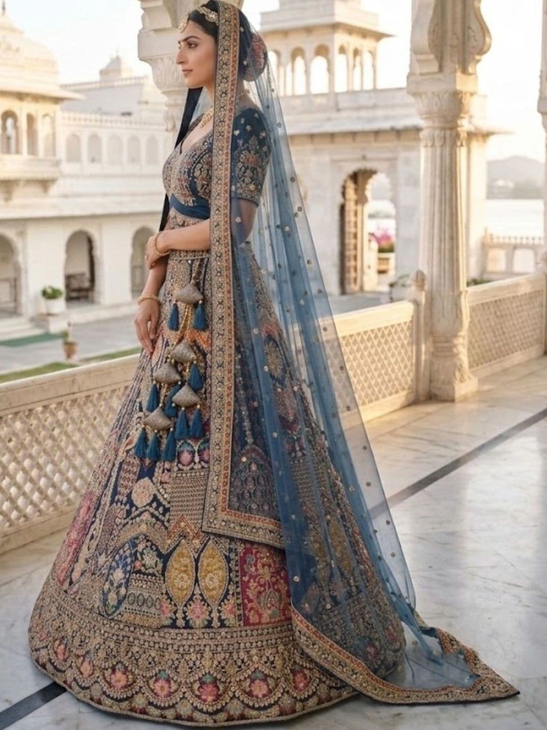 JIYANA WOMENS CHOICE Embellished Semi-Stitched Lehenga & Unstitched Blouse With Dupatta thumbnail 6