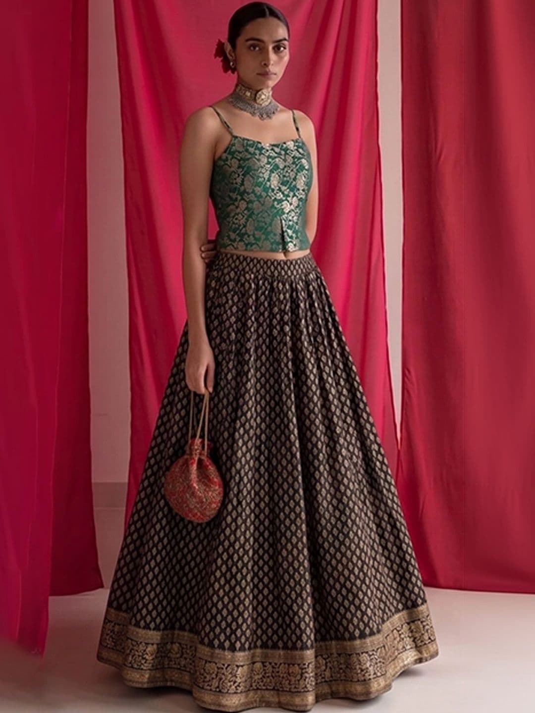 Varanga Women Pure Cotton Self Design Maxi Flared Skirt thumbnail 3
