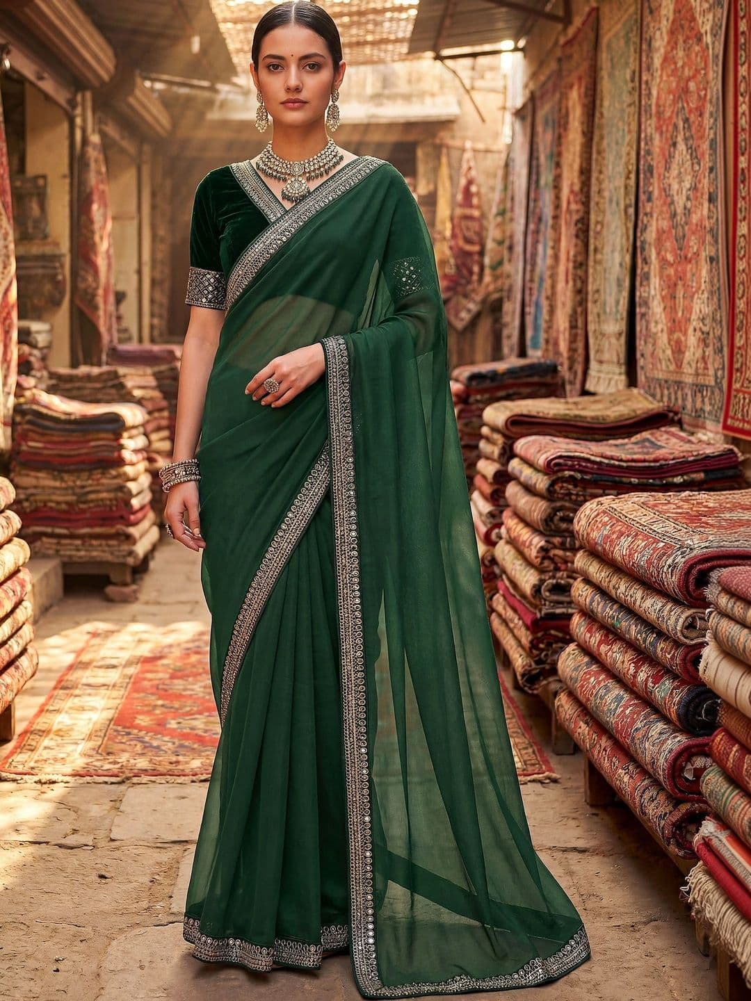 Sangria Embellished Embroidered Net Designer Saree thumbnail 2