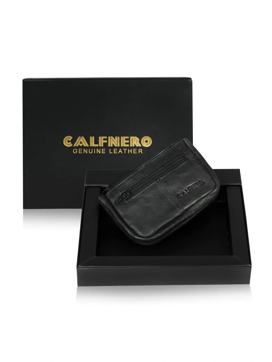 CALFNERO Unisex Black Solid Genuine Leather Coin Wallet thumbnail 5