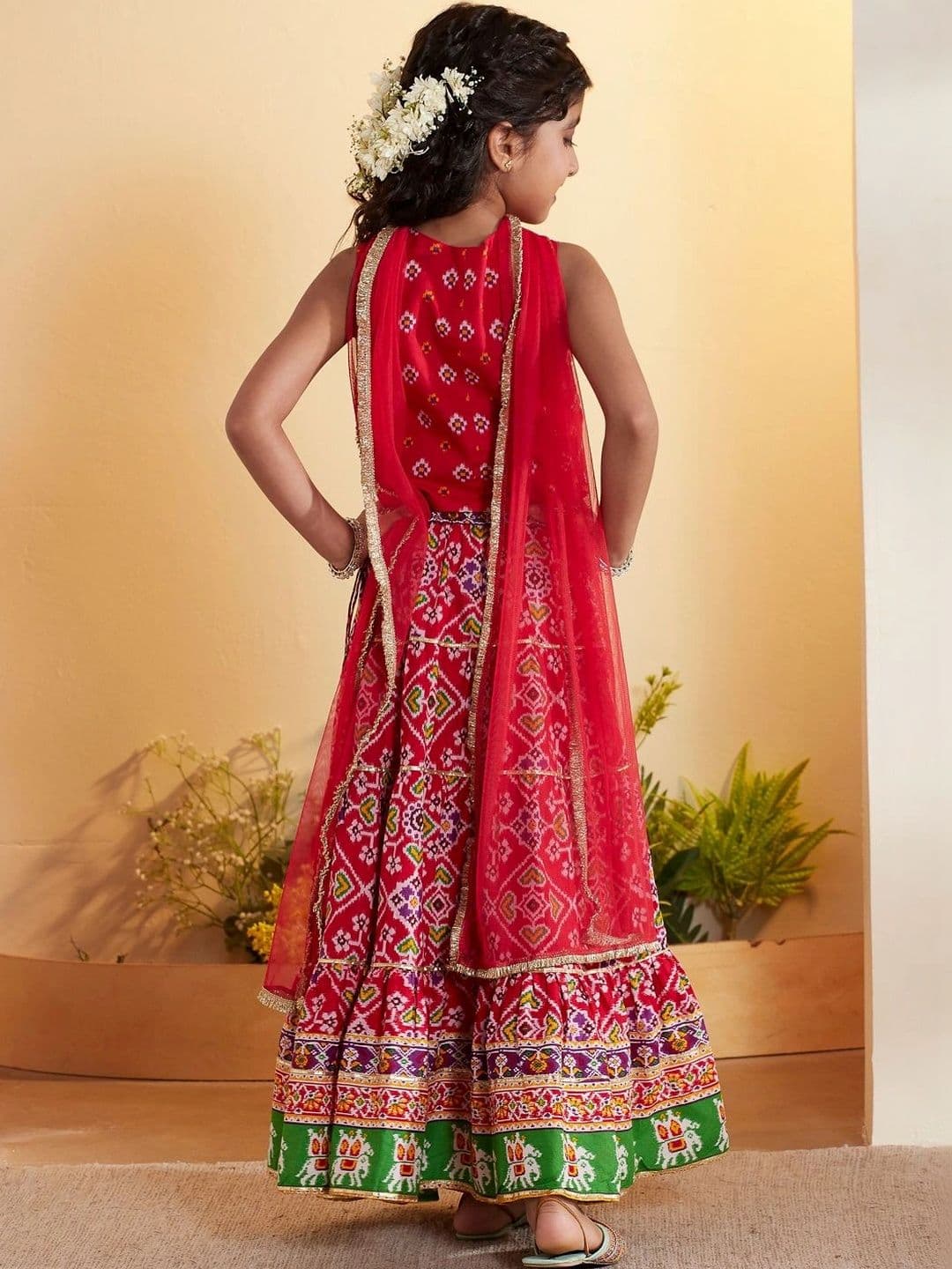 Biba Girls Printed Ikat Ready to Wear Lehenga & Blouse With Dupatta thumbnail 5