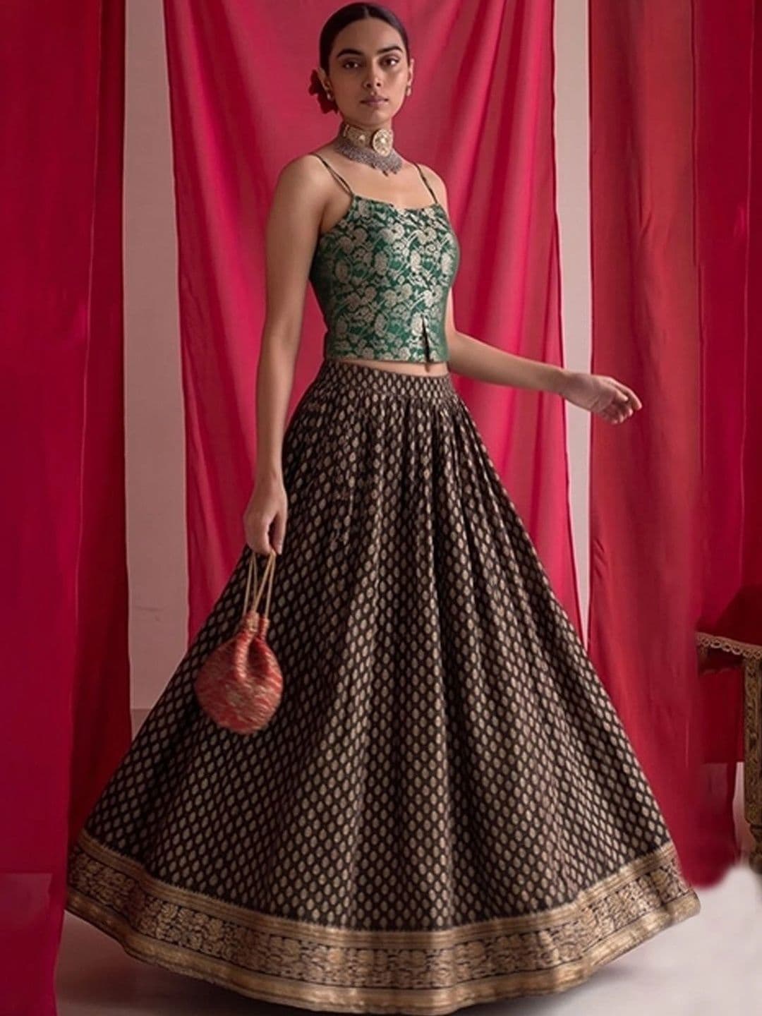 Varanga Women Pure Cotton Self Design Maxi Flared Skirt thumbnail 4
