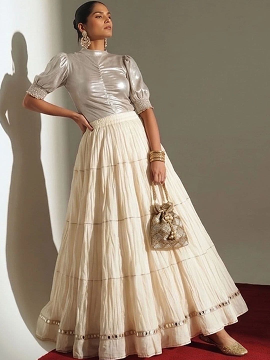 Varanga Women Tiered Maxi Flared Skirt thumbnail 2