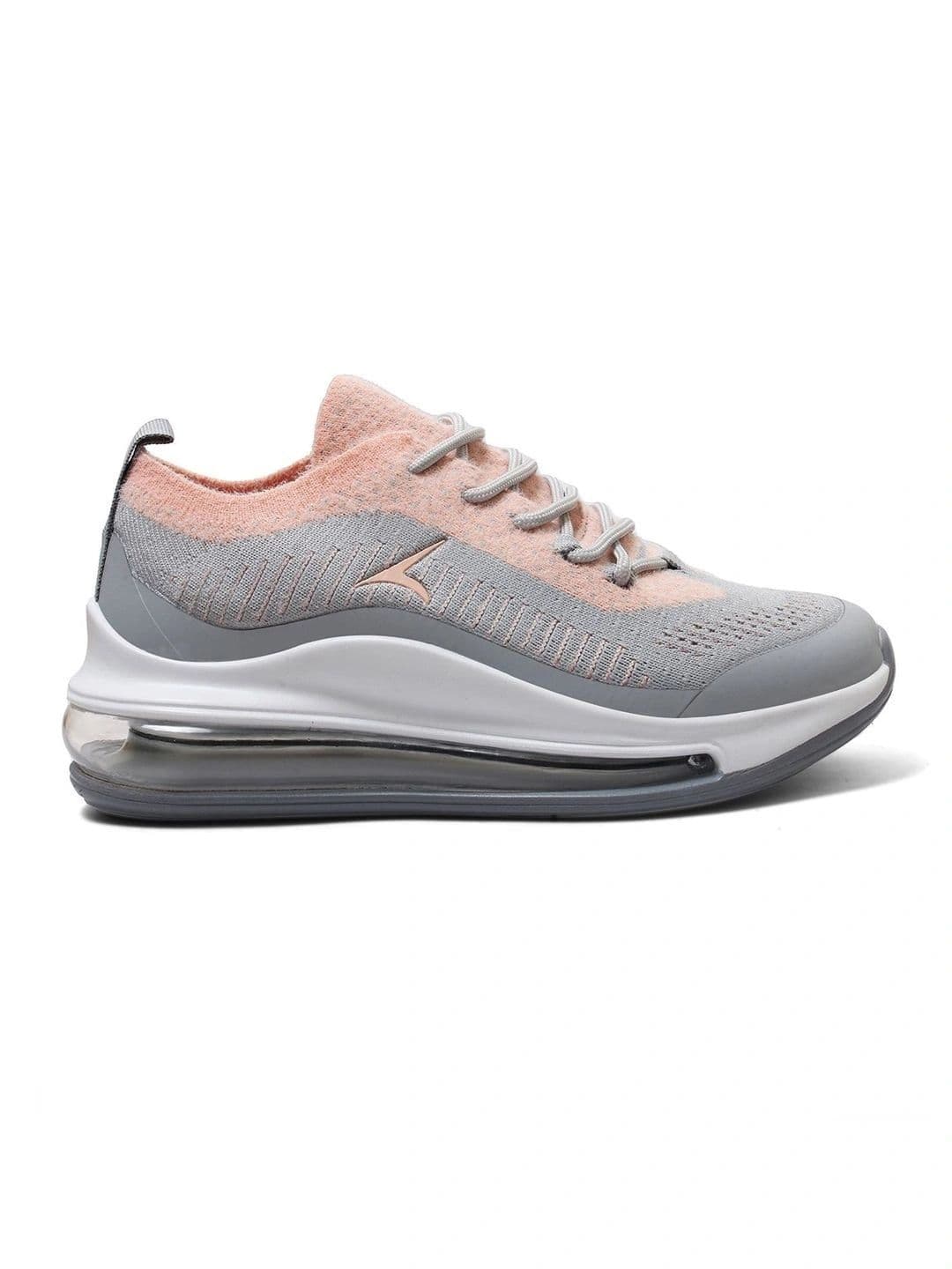TRACER Women Grey & Peach Lace-Up Running Shoes with Air Cushion Midsole thumbnail 2