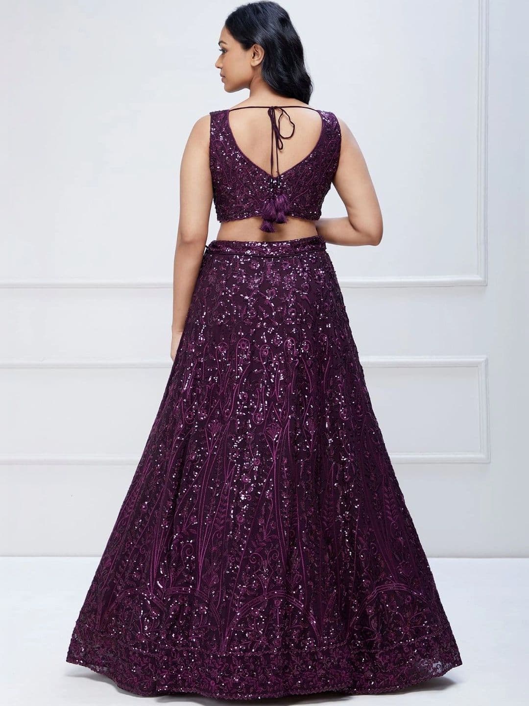 Zeel Clothing Embellished Sequinned Semi-Stitched Lehenga & Unstitched Blouse With Dupatta thumbnail 4