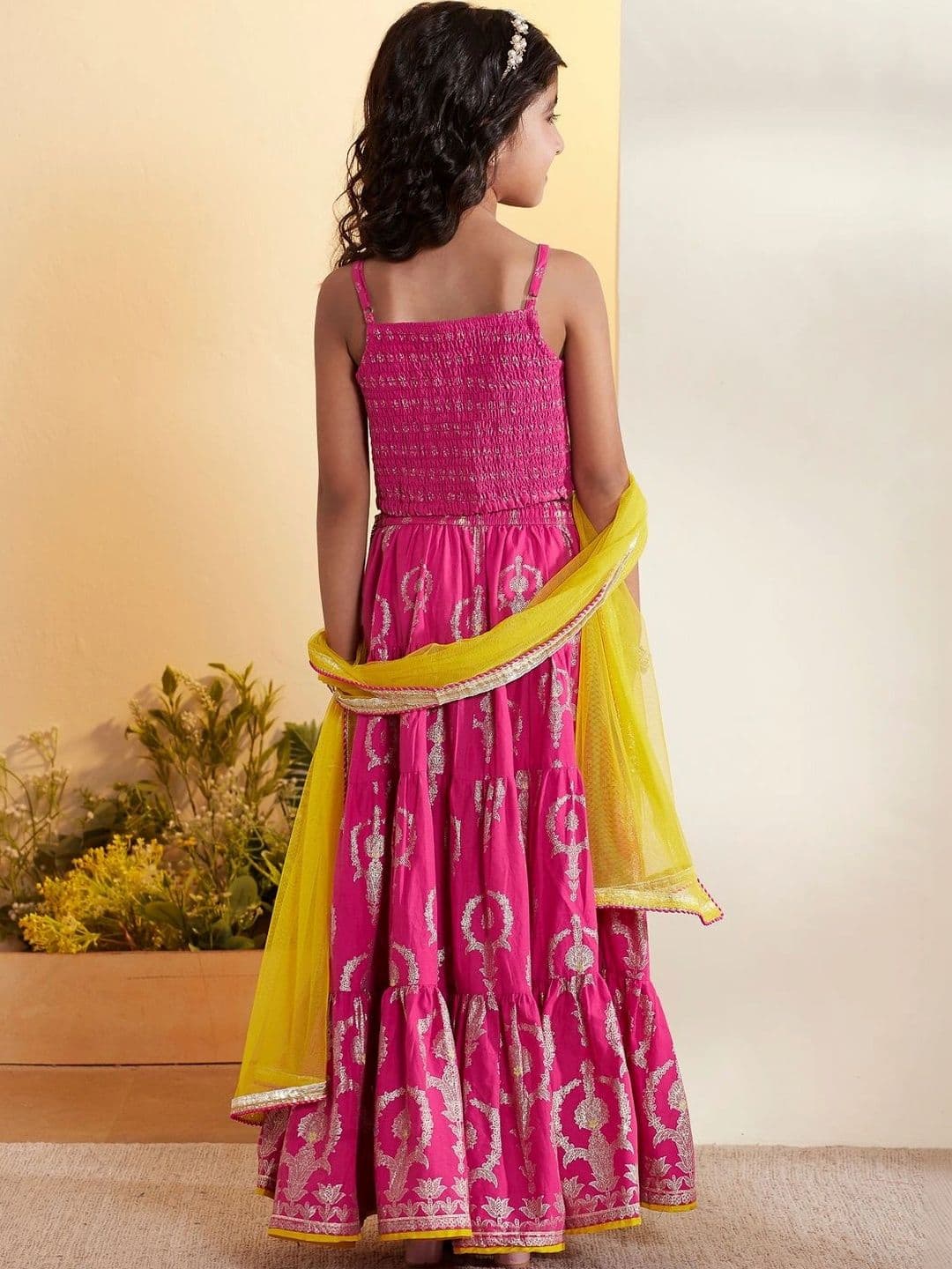 Biba Girls Printed Foil Print Ready to Wear Lehenga & Blouse With Dupatta thumbnail 6