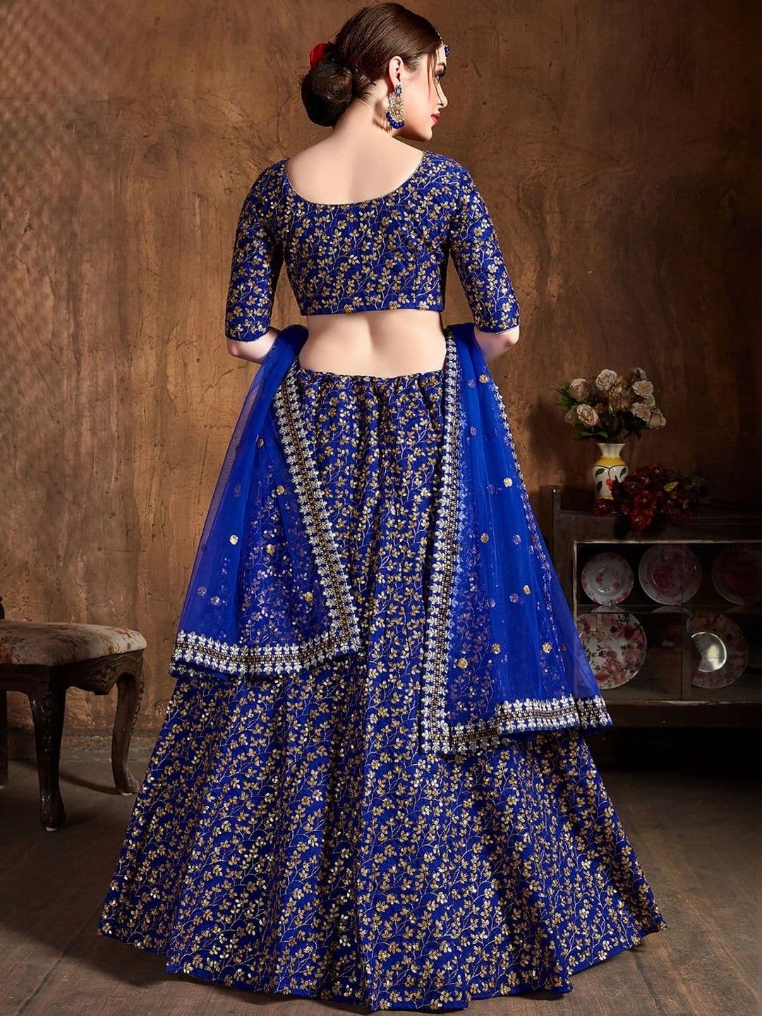 Zeel Clothing Embellished Sequinned Semi-Stitched Lehenga & Unstitched Blouse With Dupatta thumbnail 3