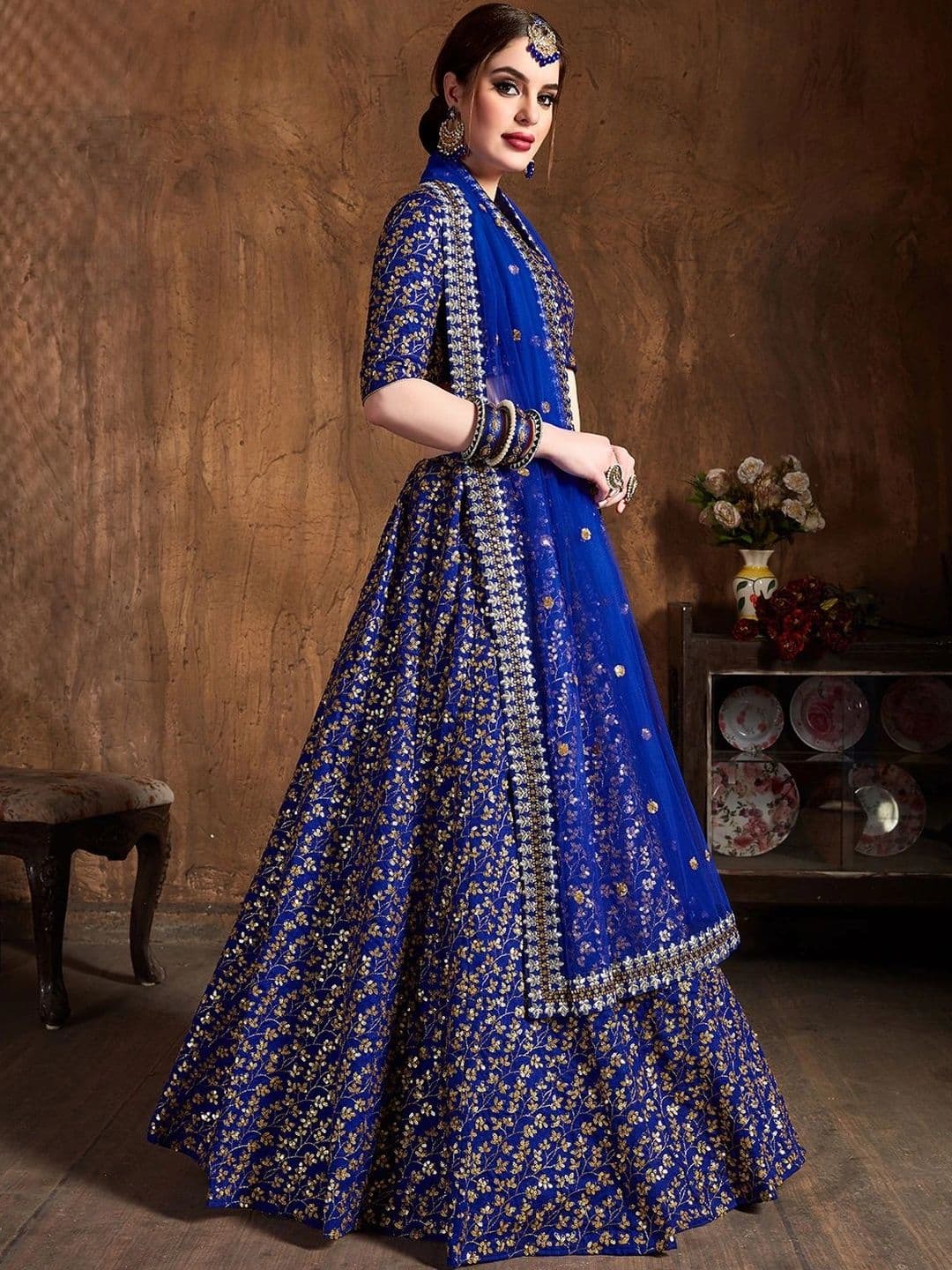 Zeel Clothing Embellished Sequinned Semi-Stitched Lehenga & Unstitched Blouse With Dupatta - view 1