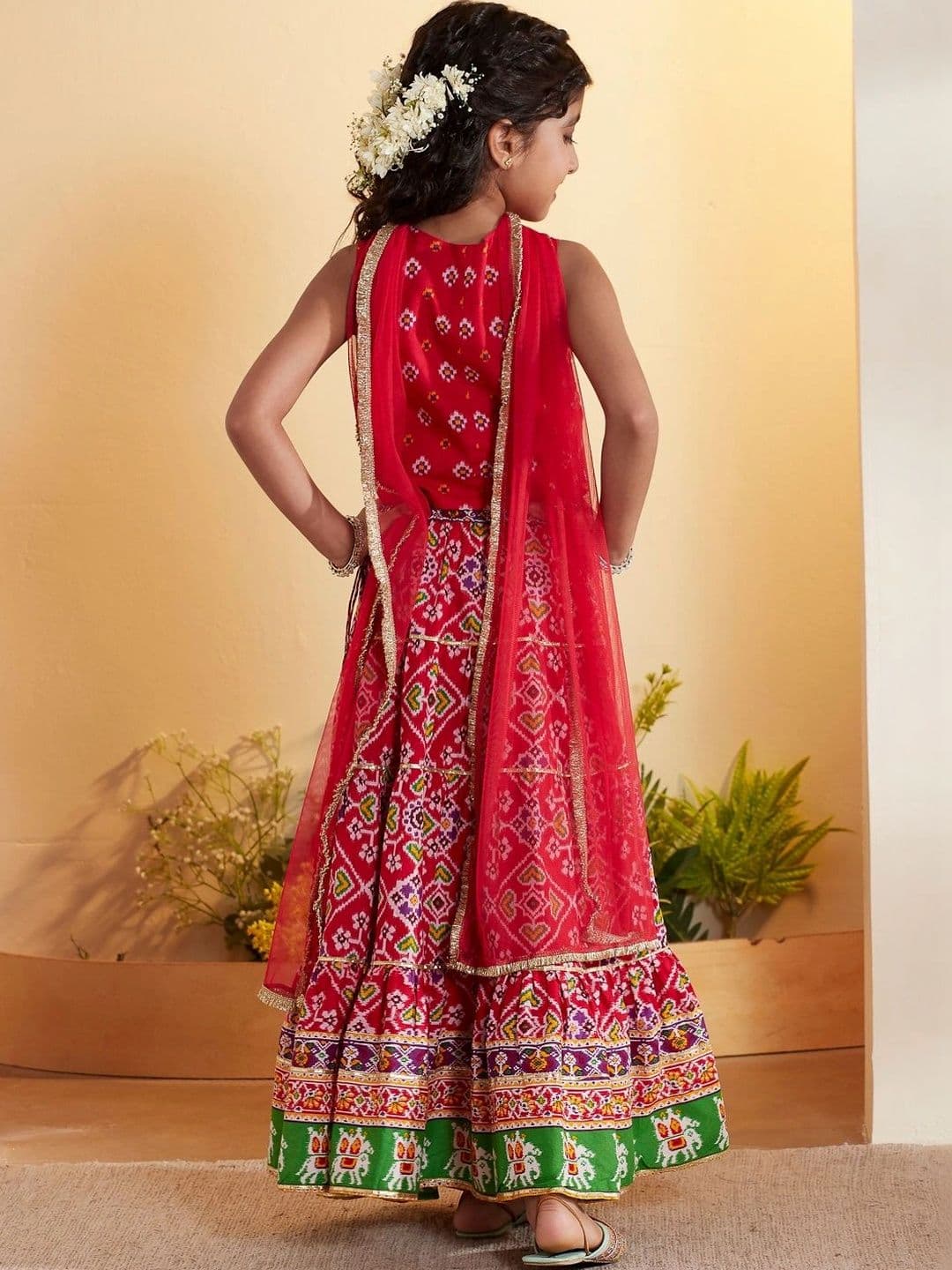 Biba Girls Printed Thread Work Ikat Ready to Wear Lehenga & Blouse With Dupatta thumbnail 7