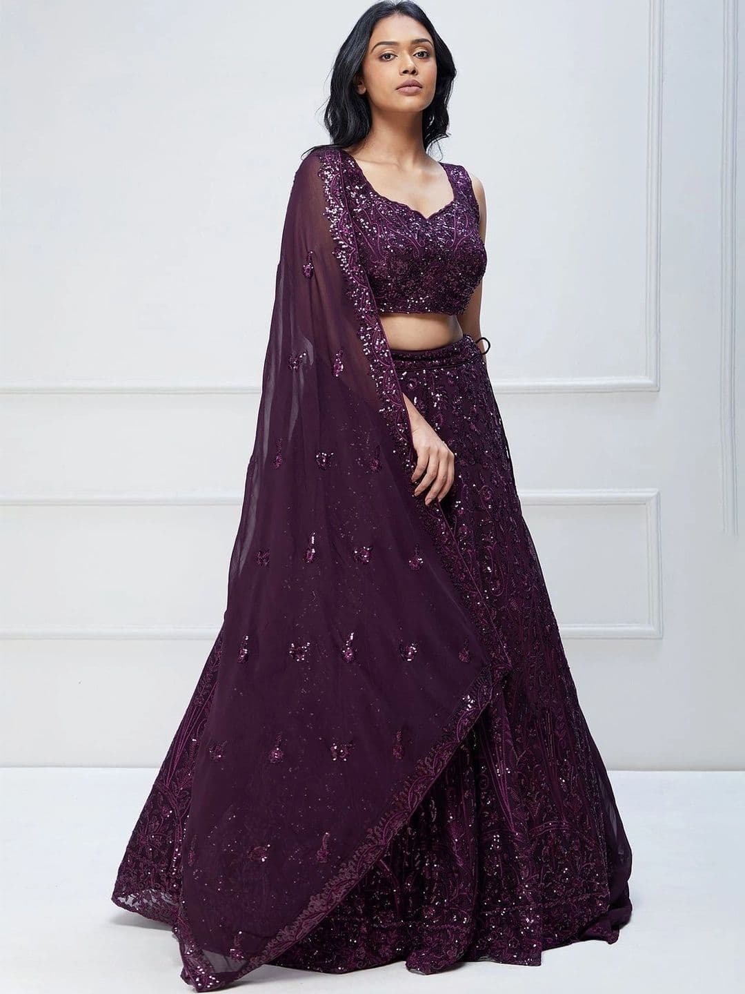 Zeel Clothing Embellished Sequinned Semi-Stitched Lehenga & Unstitched Blouse With Dupatta - view 1