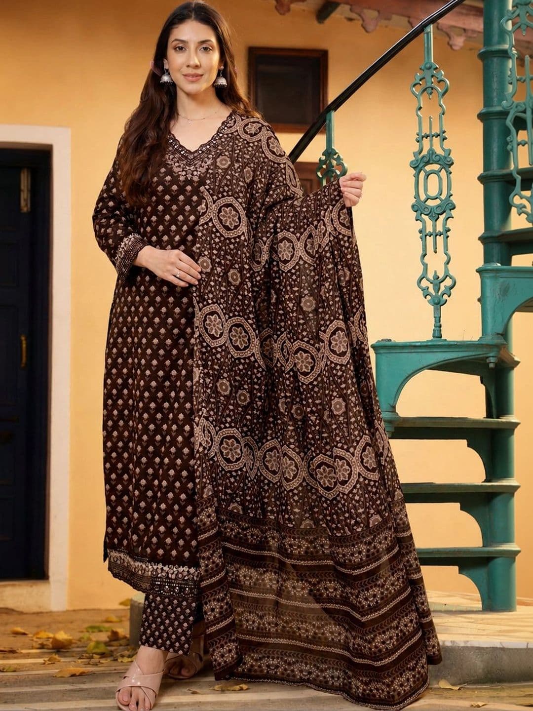 Anouk Women Ethnic Motifs Printed Regular Kurta with Trousers & With Dupatta - view 1