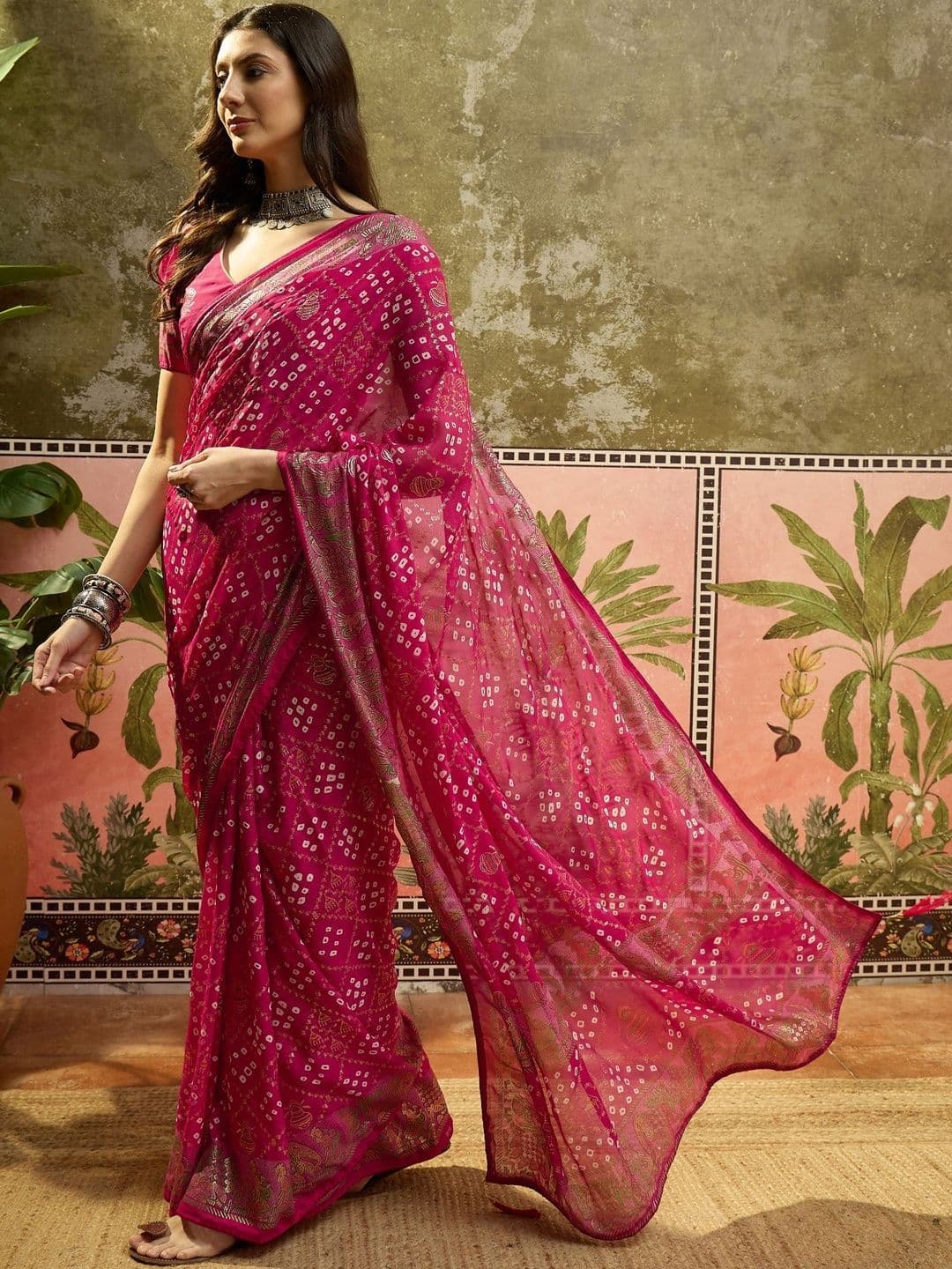 Sangria Printed Bandhani Sarees thumbnail 6