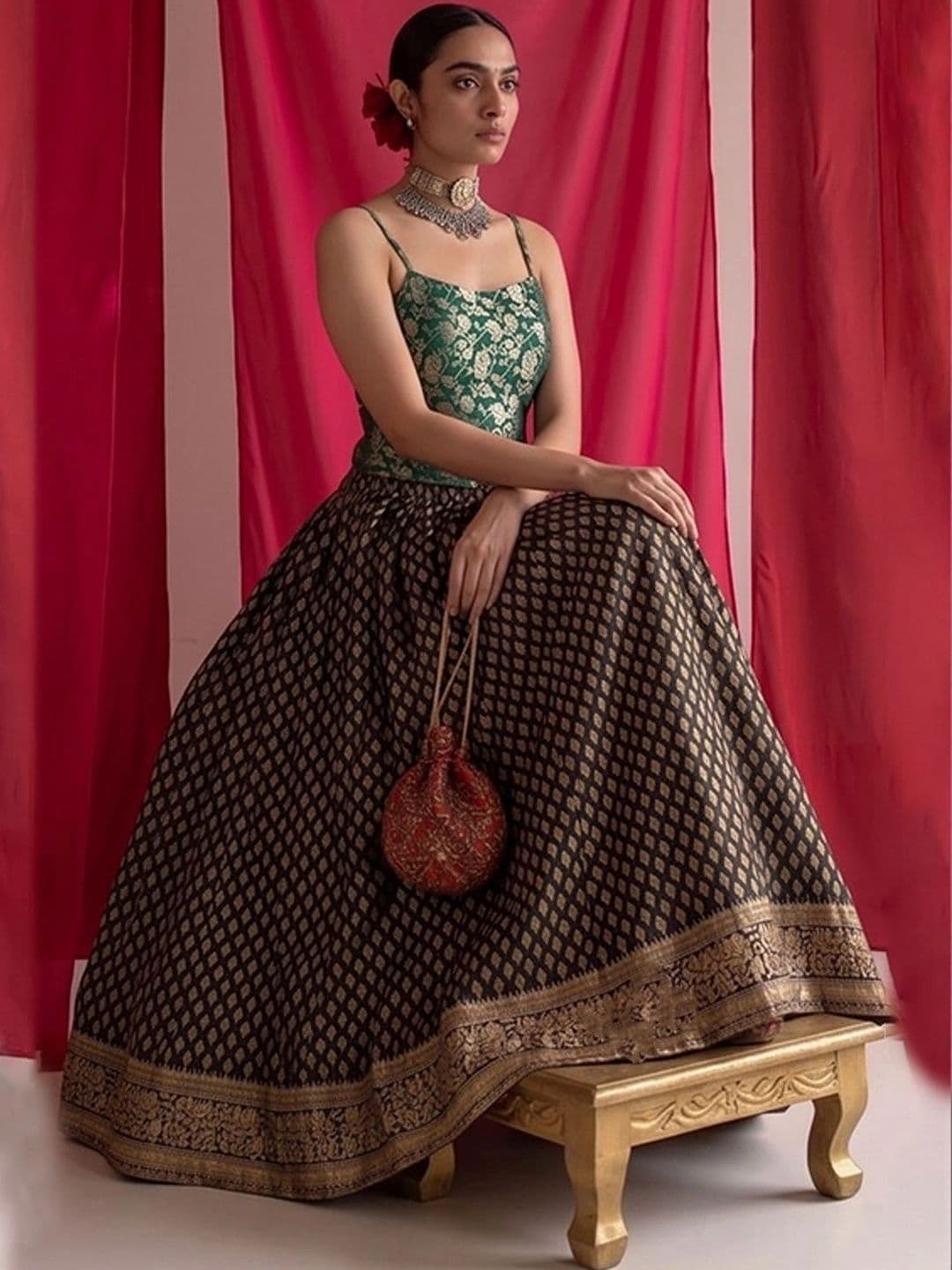 Varanga Women Pure Cotton Self Design Maxi Flared Skirt - view 1