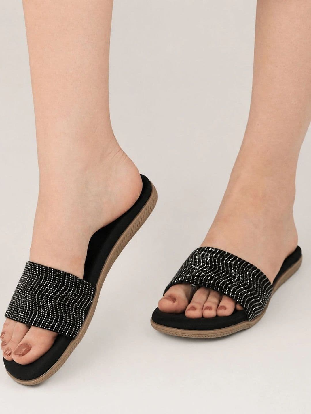 Shezone Women Embellished Party Open Toe Flats thumbnail 2