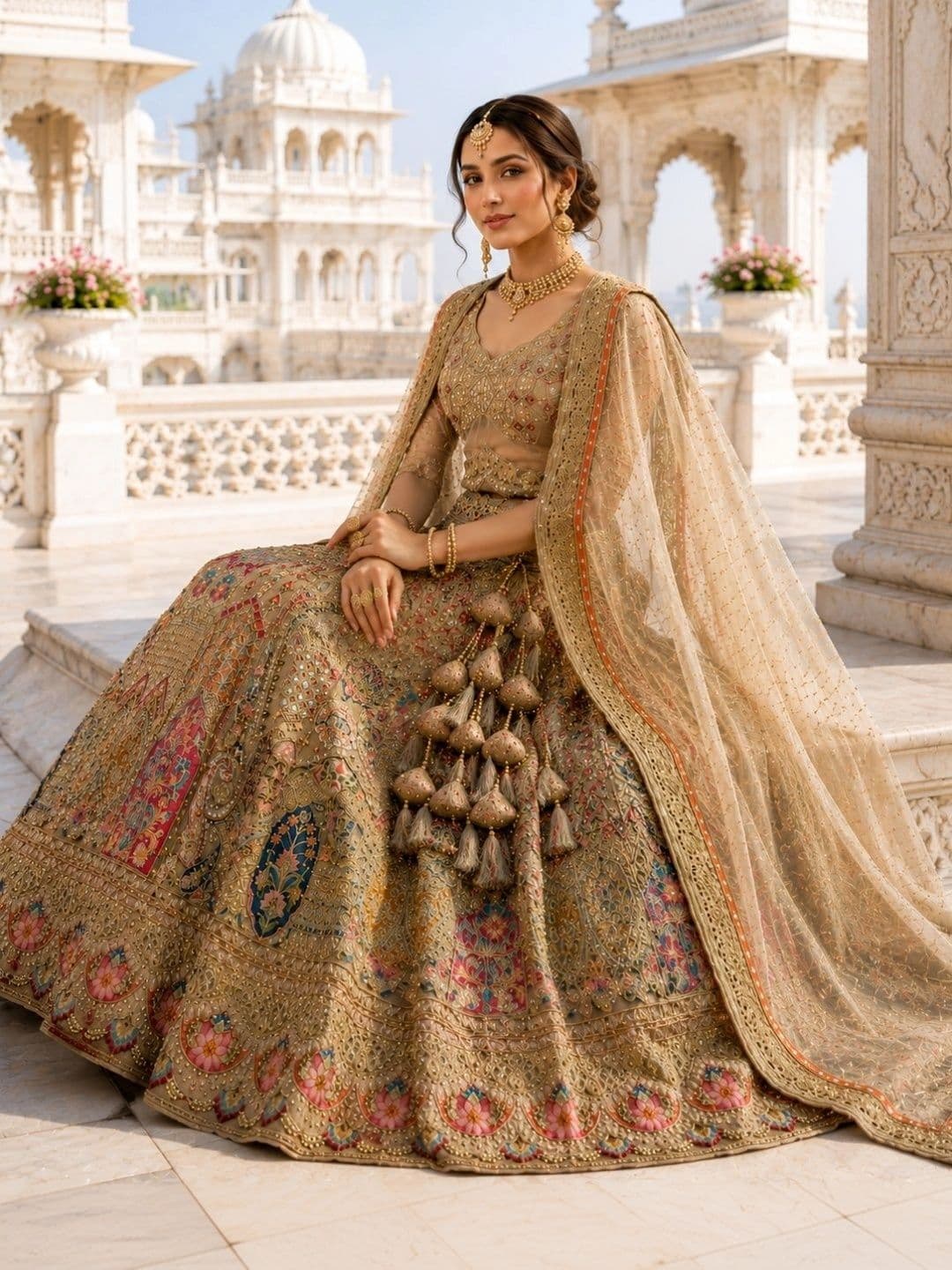 JIYANA WOMENS CHOICE Embellished Sequinned Semi-Stitched Lehenga & Unstitched Blouse With Dupatta thumbnail 5