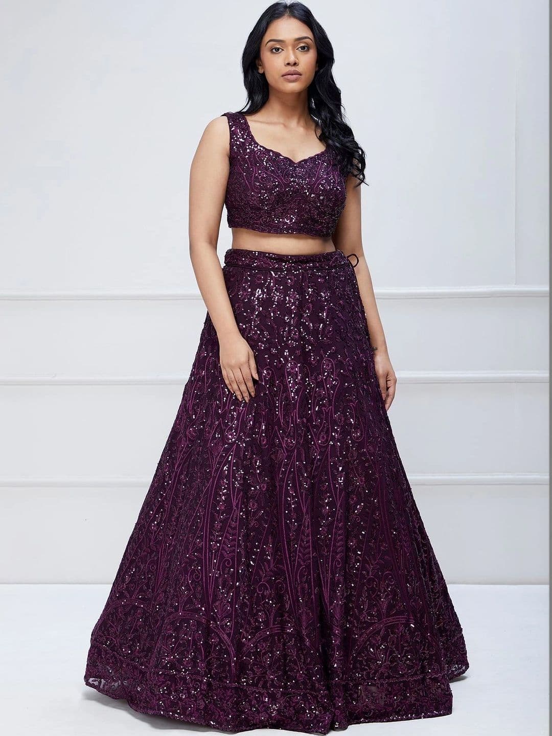 Zeel Clothing Embellished Sequinned Semi-Stitched Lehenga & Unstitched Blouse With Dupatta thumbnail 3