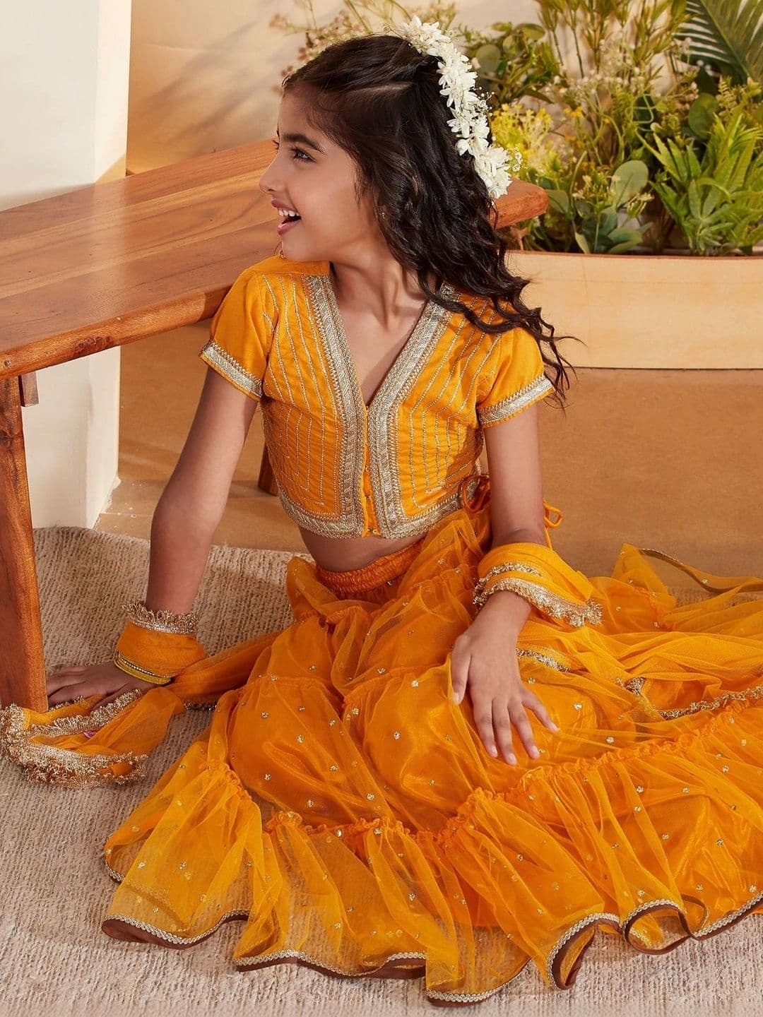 Biba Girls Embellished Sequinned Ready to Wear Lehenga & Blouse With Dupatta thumbnail 5