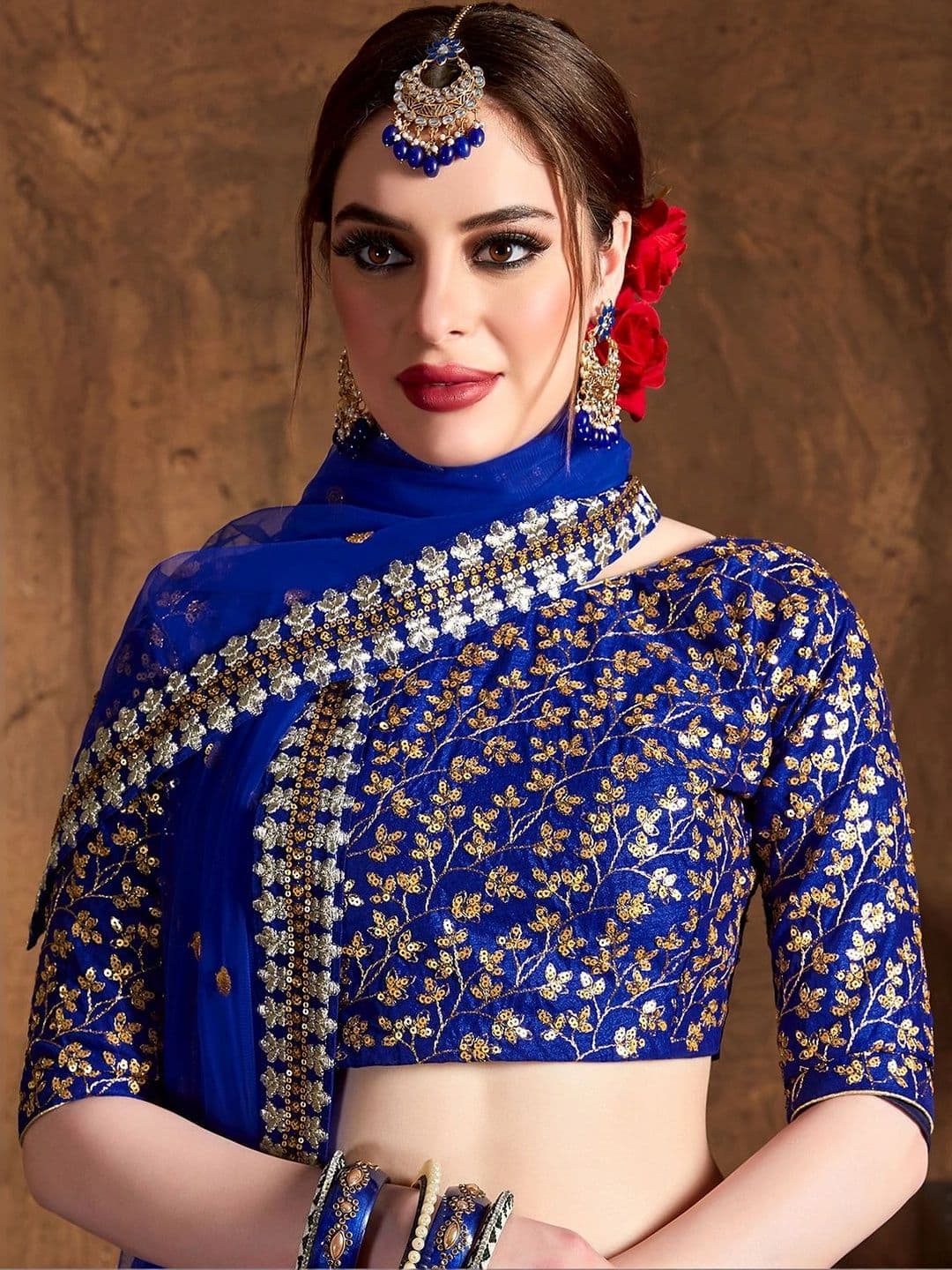 Zeel Clothing Embellished Sequinned Semi-Stitched Lehenga & Unstitched Blouse With Dupatta thumbnail 2