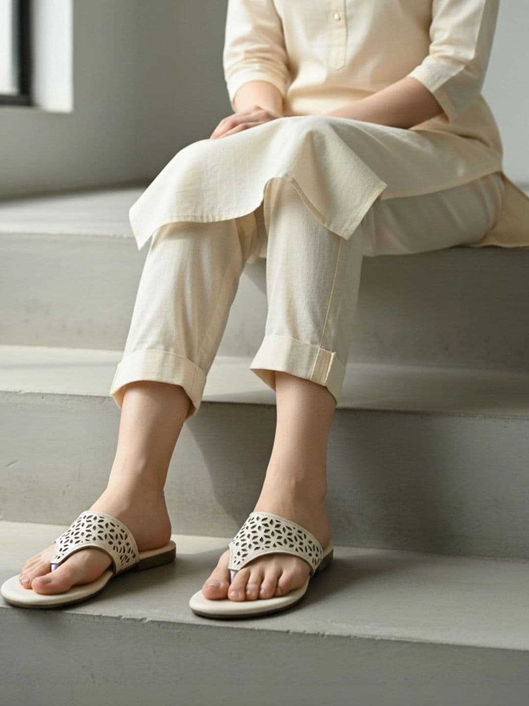 Roadster Women Textured One Toe Flats with Laser Cuts - view 1