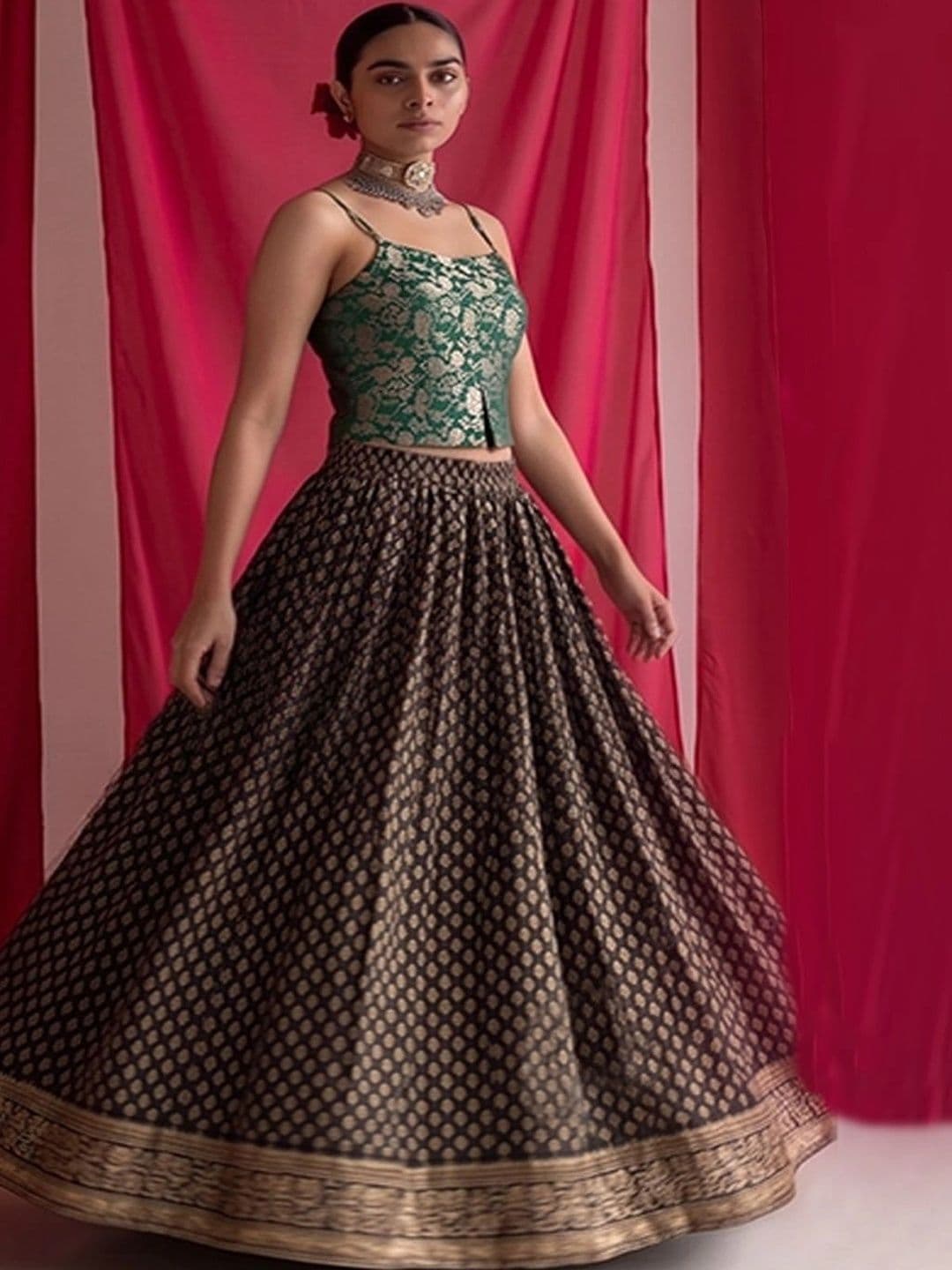 Varanga Women Pure Cotton Self Design Maxi Flared Skirt thumbnail 6