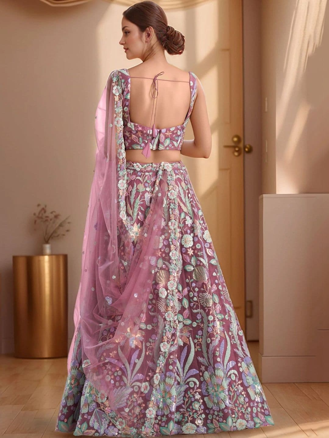 Zeel Clothing Embellished Sequinned Semi-Stitched Lehenga & Unstitched Blouse With Dupatta thumbnail 2