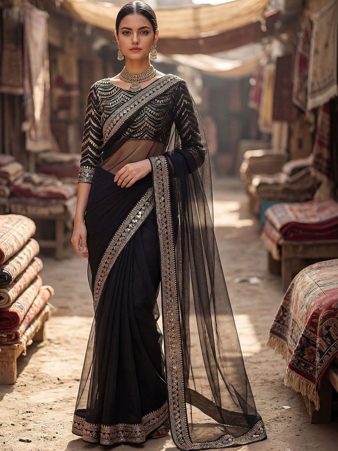 Sangria Embellished Embroidered Net Designer Saree thumbnail 2
