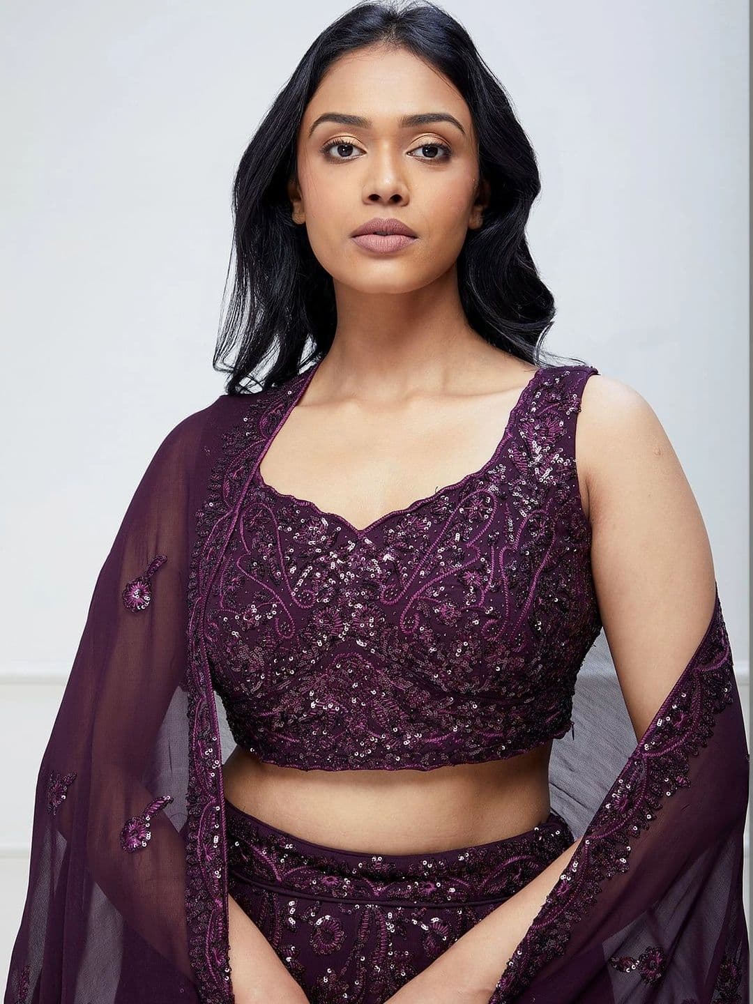 Zeel Clothing Embellished Sequinned Semi-Stitched Lehenga & Unstitched Blouse With Dupatta thumbnail 5