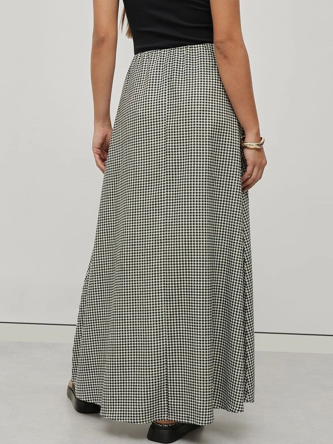 STRV Women Cotton Checked Summer Checks Maxi A-Line Skirt thumbnail 4