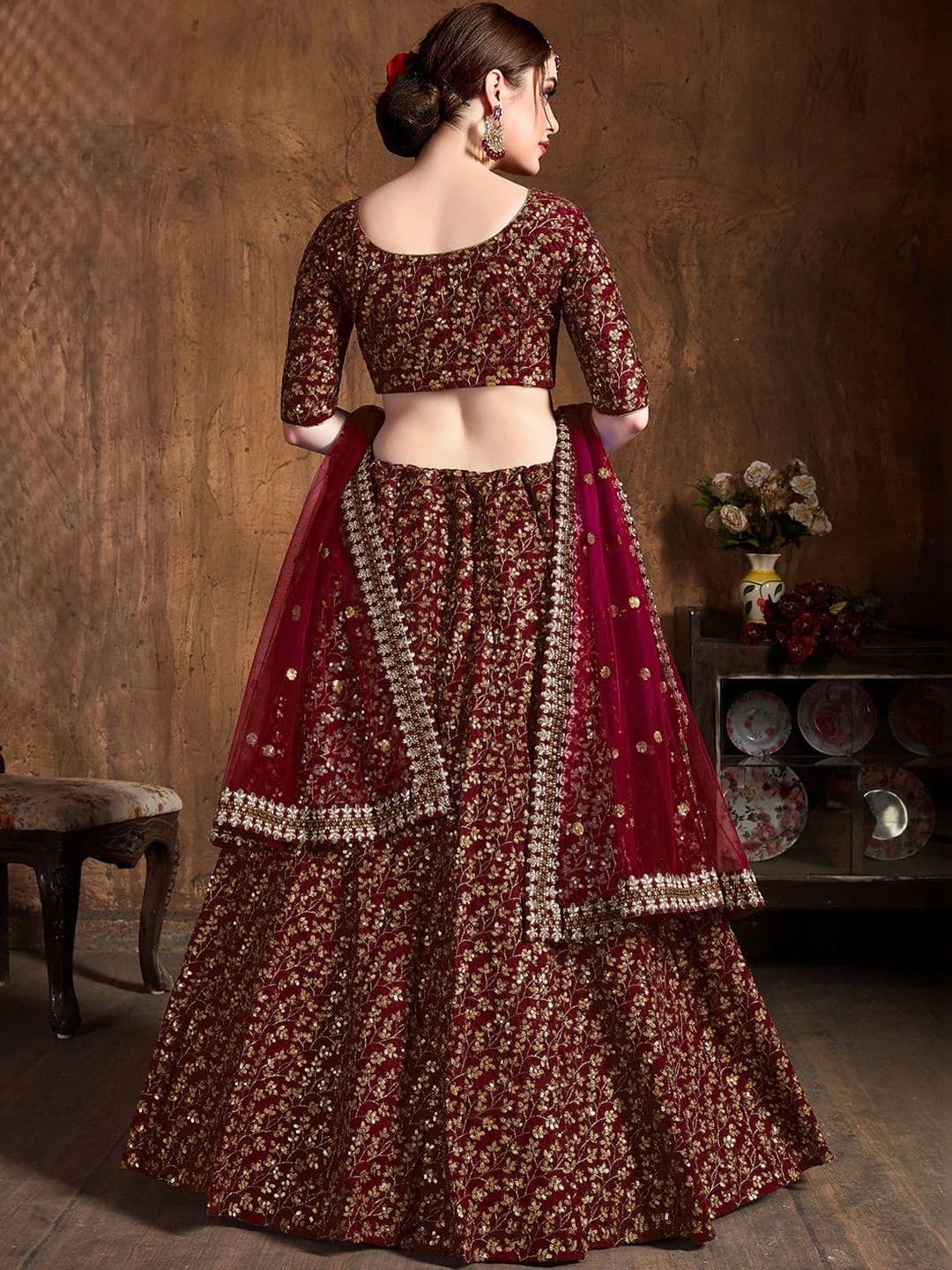 Zeel Clothing Embellished Sequinned Semi-Stitched Lehenga & Unstitched Blouse With Dupatta thumbnail 4