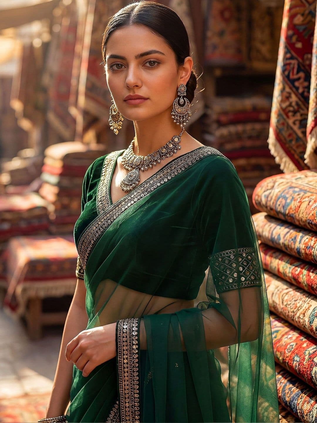 Sangria Embellished Embroidered Net Designer Saree - view 1