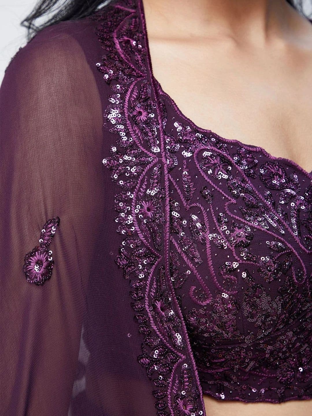 Zeel Clothing Embellished Sequinned Semi-Stitched Lehenga & Unstitched Blouse With Dupatta thumbnail 2