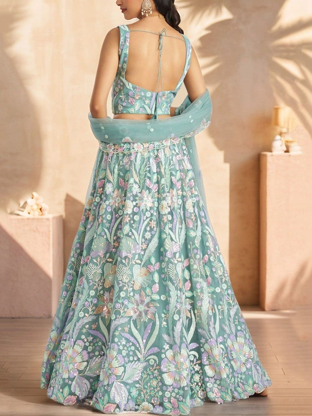Zeel Clothing Embroidered Sequinned Semi-Stitched Lehenga & Unstitched Blouse With Dupatta thumbnail 6