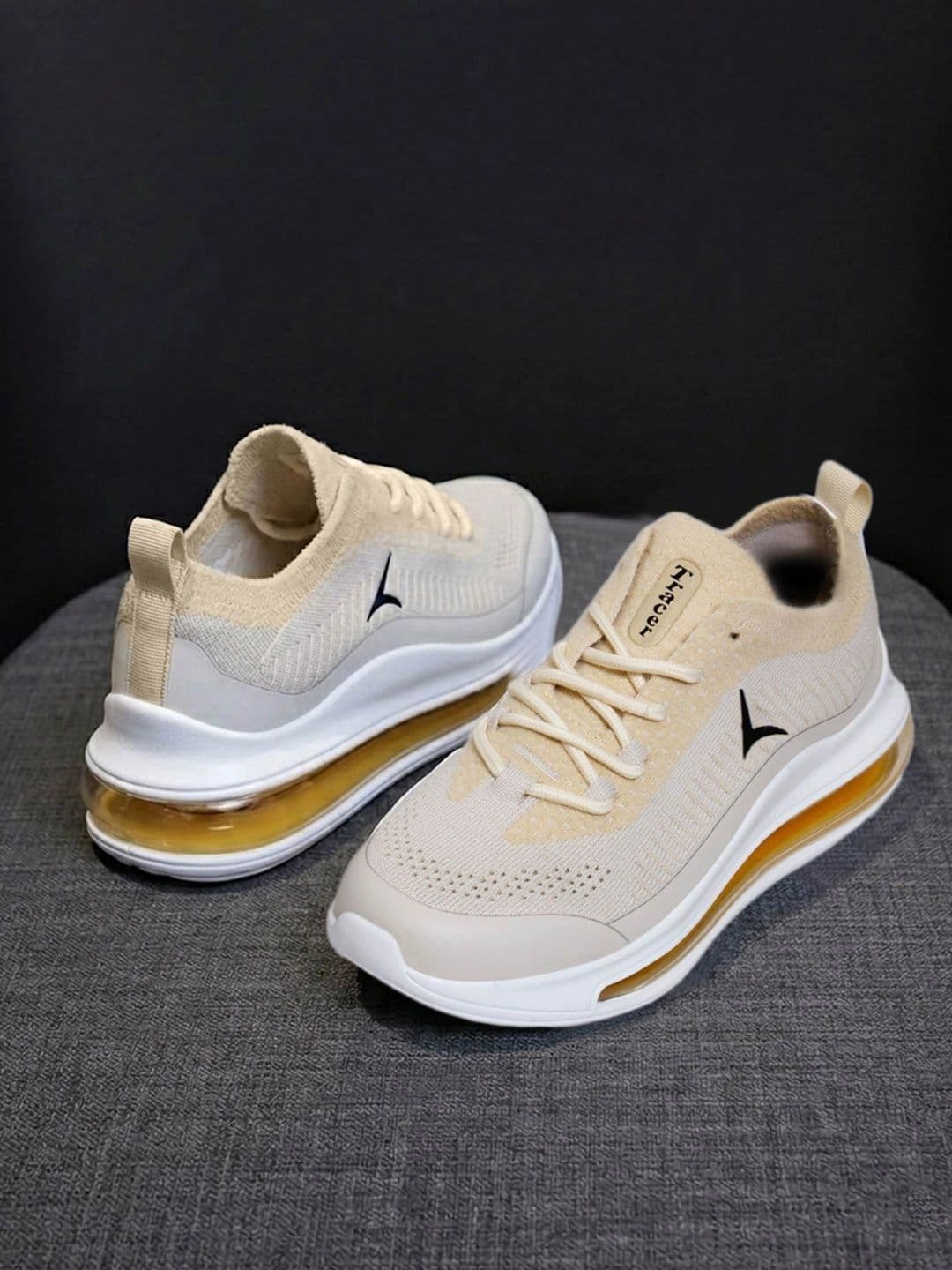 TRACER Women Beige Lace-Up Running Shoes with Air Cushion Midsole thumbnail 3
