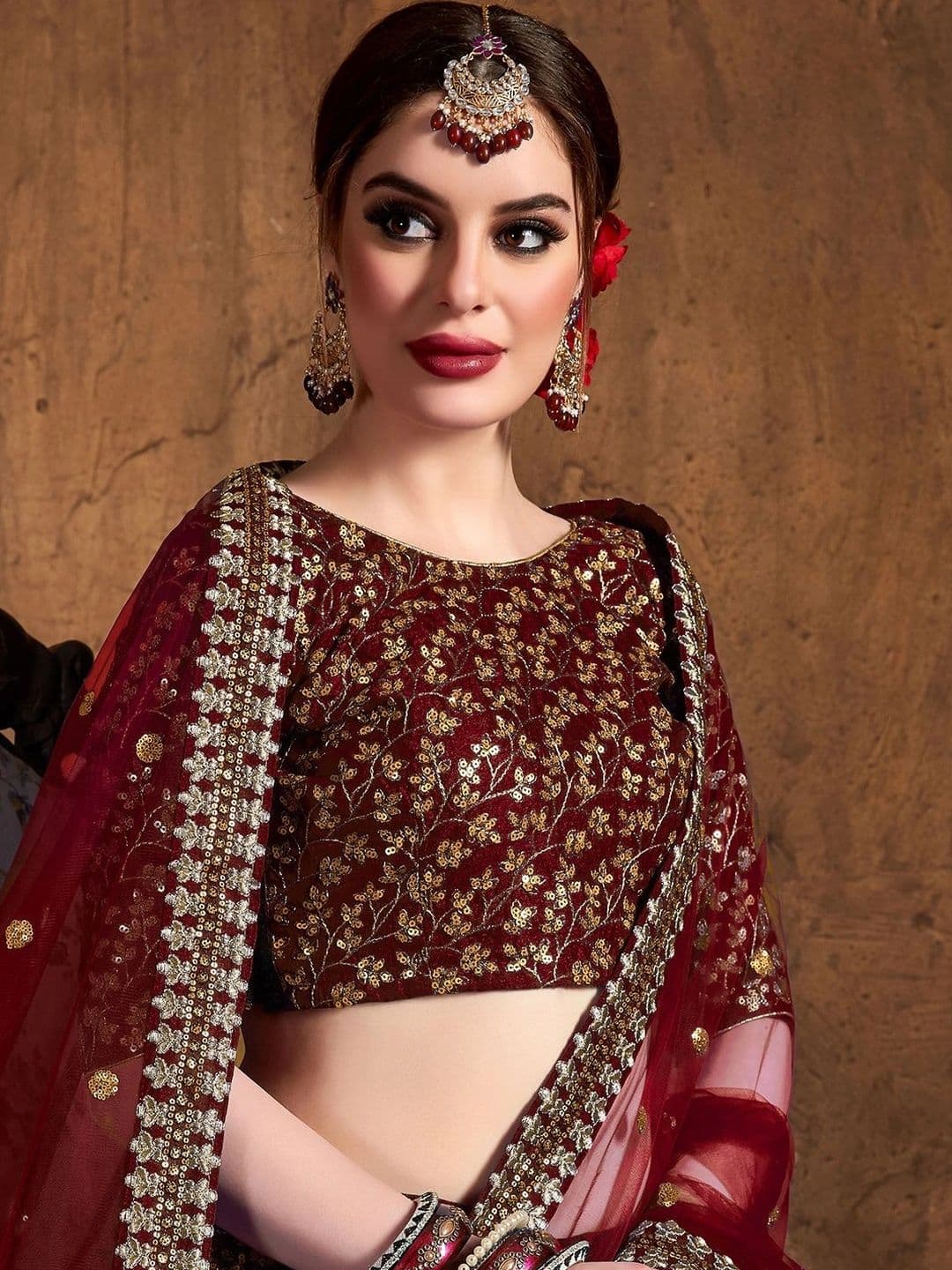 Zeel Clothing Embellished Sequinned Semi-Stitched Lehenga & Unstitched Blouse With Dupatta thumbnail 2