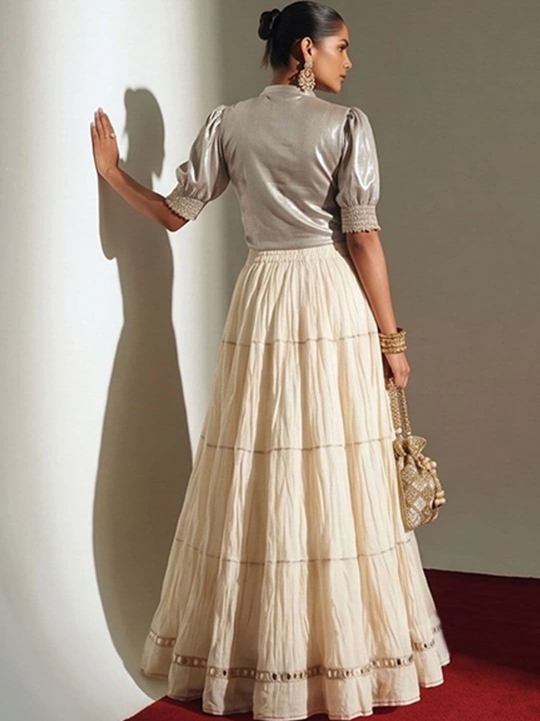 Varanga Women Tiered Maxi Flared Skirt thumbnail 6