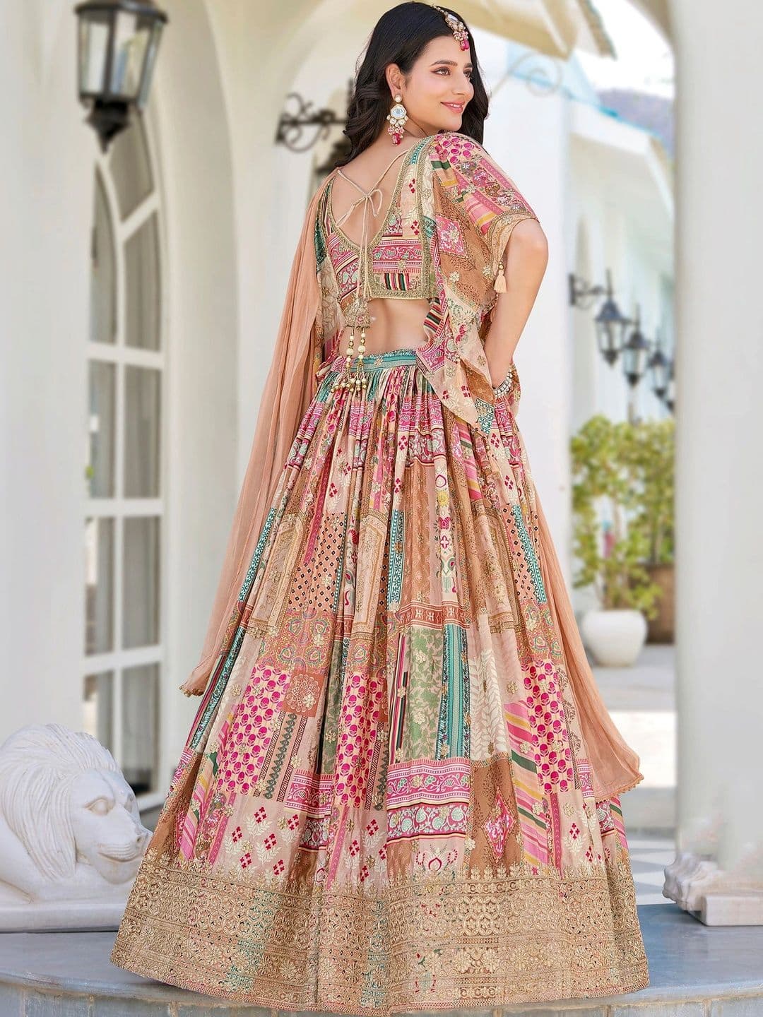 ETHNIC PLUS Embellished Semi-Stitched Lehenga & Unstitched Blouse With Dupatta thumbnail 5