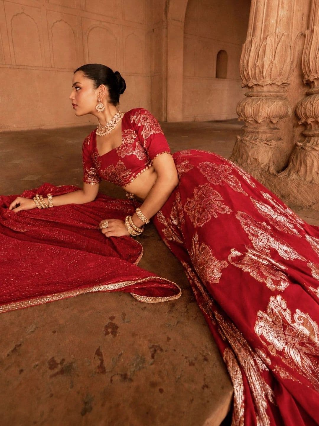SILCHIC Embellished Foil Print Ready to Wear Lehenga & Blouse With Dupatta thumbnail 2