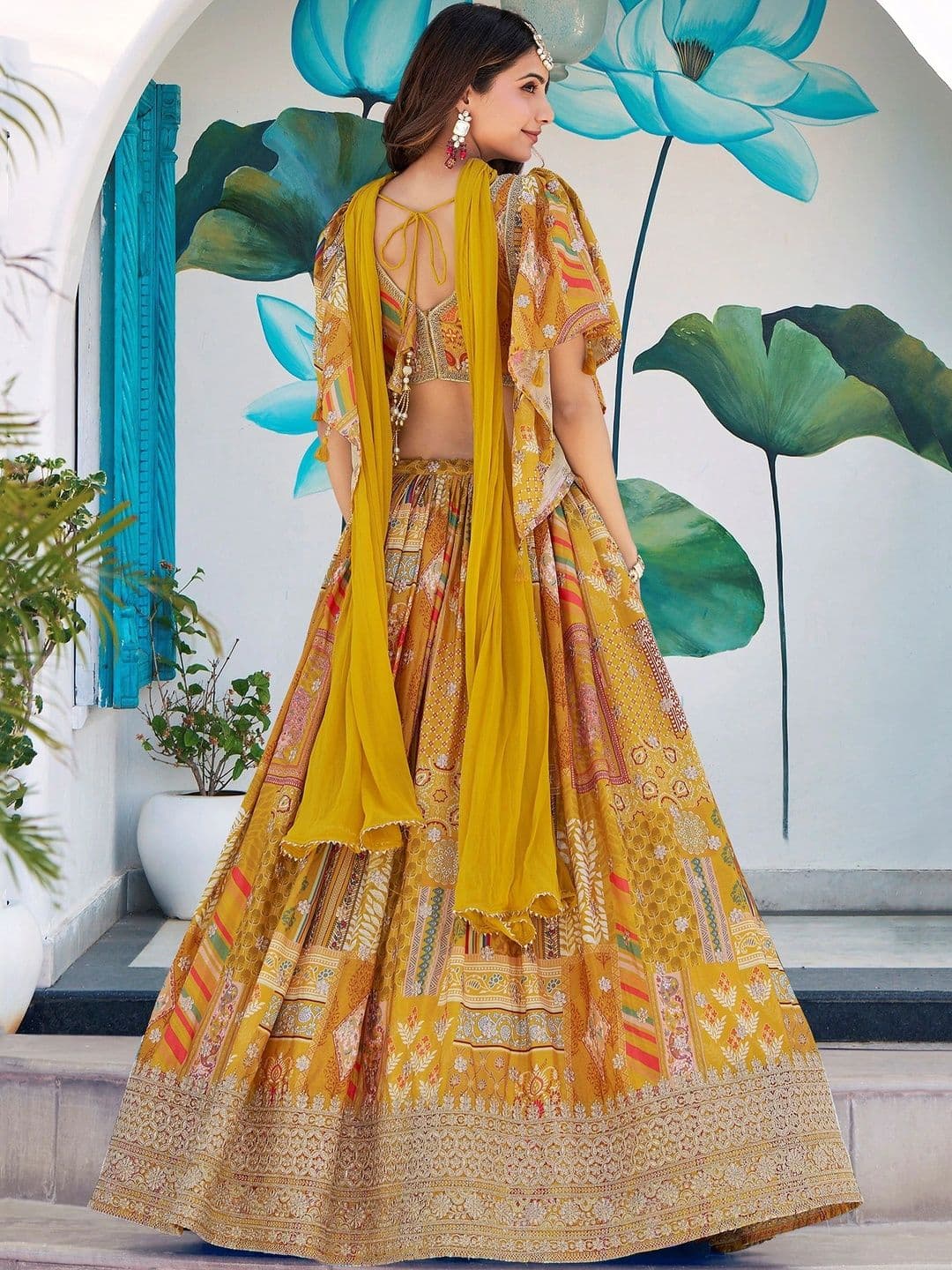 ETHNIC PLUS Embroidered Semi-Stitched Lehenga & Unstitched Blouse With Dupatta thumbnail 3