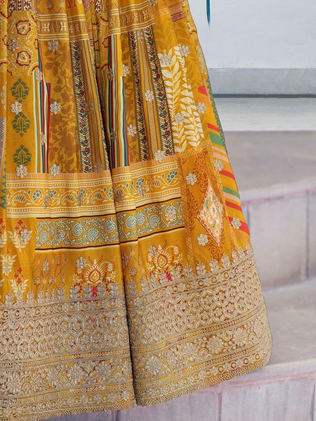 ETHNIC PLUS Embroidered Semi-Stitched Lehenga & Unstitched Blouse With Dupatta thumbnail 6