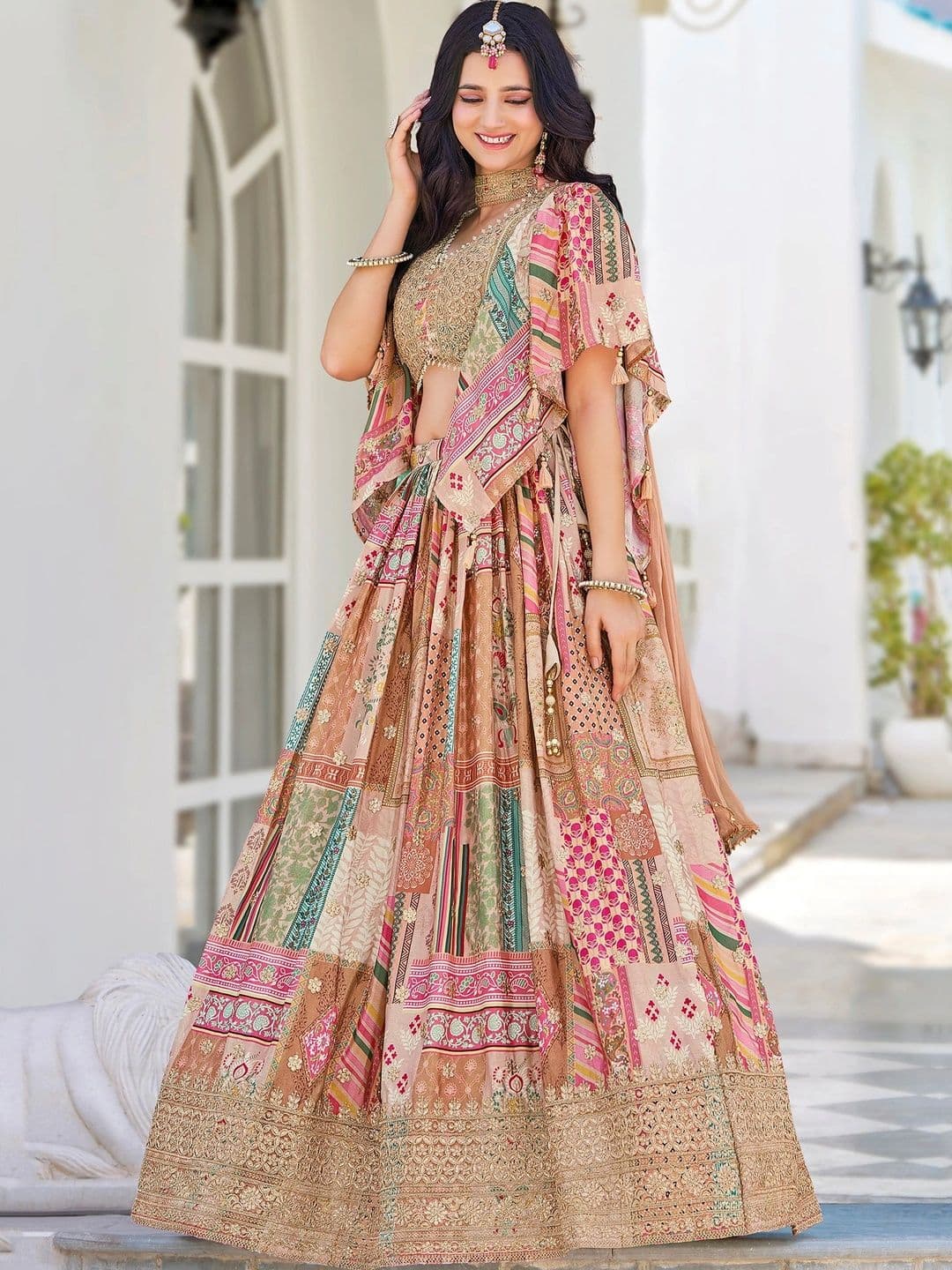 ETHNIC PLUS Embellished Semi-Stitched Lehenga & Unstitched Blouse With Dupatta thumbnail 2